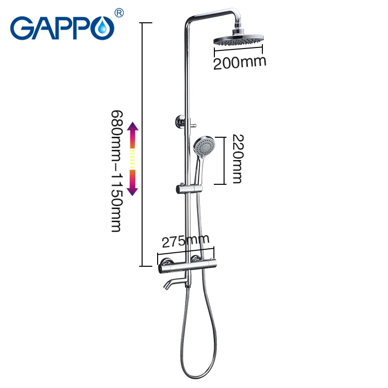 GAPPO Душевые системы Термостатические Смесители для душа настенный Душ Набор Смеситель термостатный смеситель для ванной