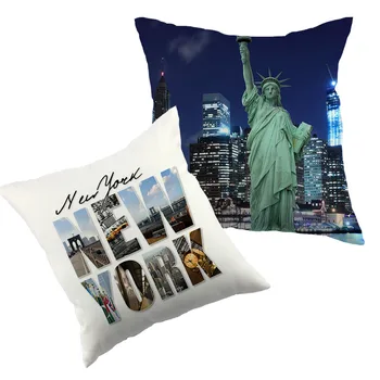 

City style NEW YORK printed cushion cover linen polyester throw pillow case cushion cover for home sofa