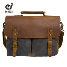 ECOSUSI New Men s Vintage Handbag PU Leather Shoulder Bag Messenger Laptop Briefcase Satchel Bag Fit