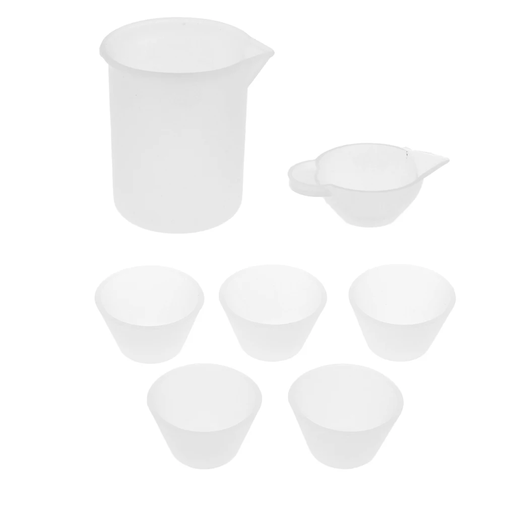 7pcs Clear Epoxy Resin Measuring Cup, 100ML Mixing Dispenser Cups Silicone Mold for Jewelry Making Tool Color Modulation