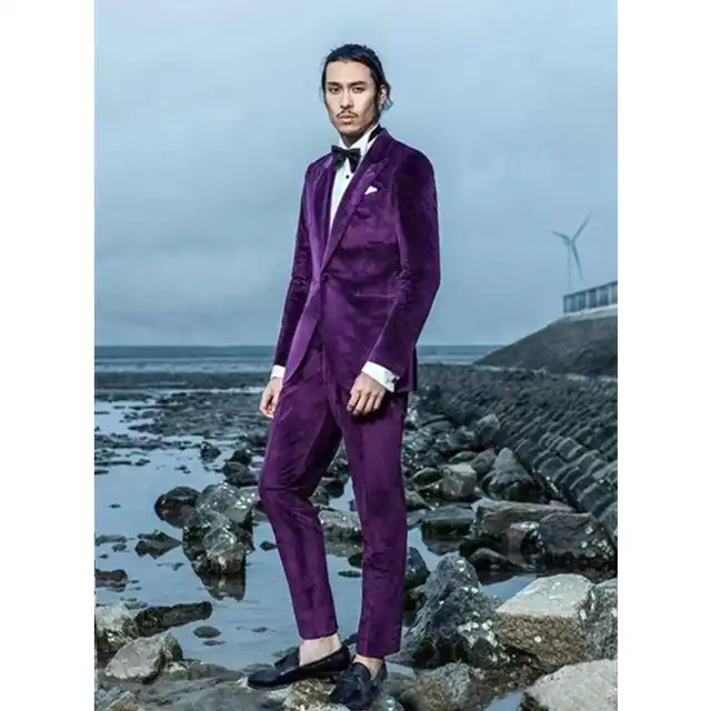 purple velvet pants mens