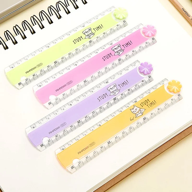 

1Pcs New Cute Kawaii Study Time Color Ruler Multifunction DIY Drawing Rulers For Kids Students Office School Stationery