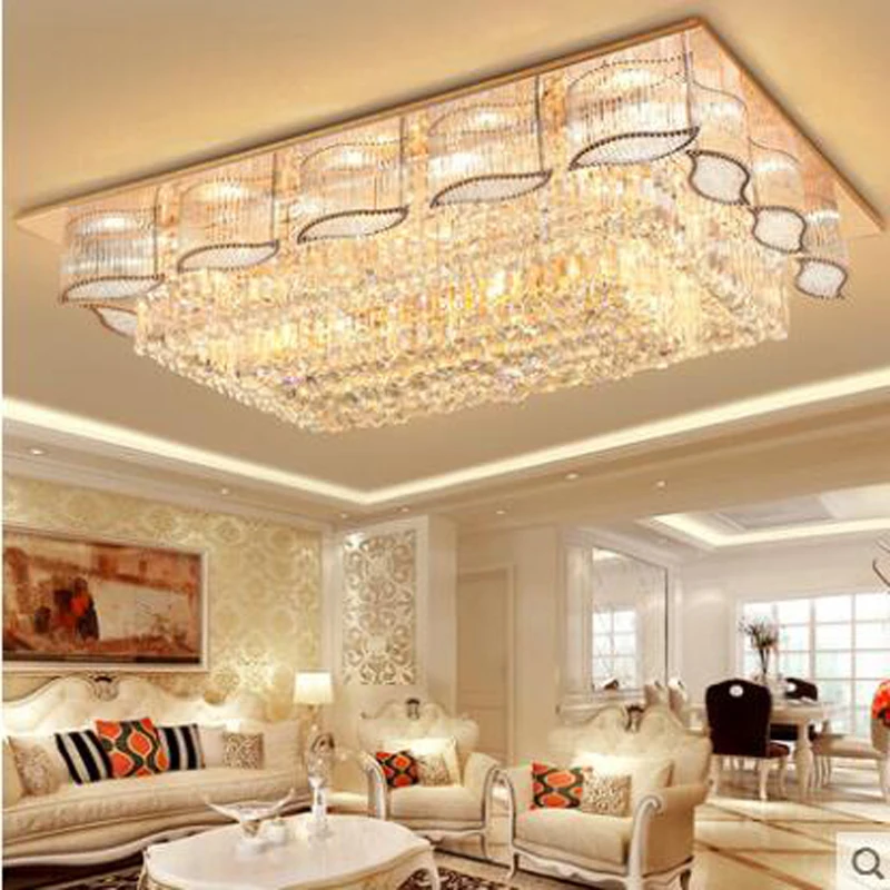 Led ceiling lamp luxury crystal headlight rectangular living room lamp modern minimalist atmosphere restaurant bedroom lamps j best price modern fashion crystal lamp rectangle restaurant ceiling lamp sitting room partition lamps led ceiling light