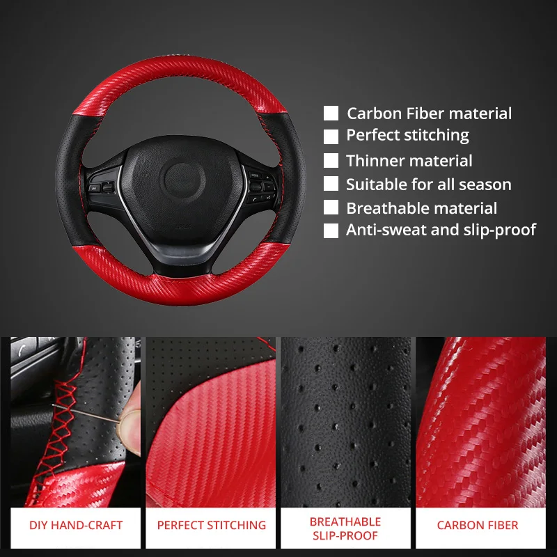 Fibra de Couro Cobertura do Volante do Carro Envoltório com Agulha Anti-deslizamento para Suvs Autoyouth Polegada Universal Micro Ponto no & Linha 15 12 couro cobertura do volante do carro ponto
