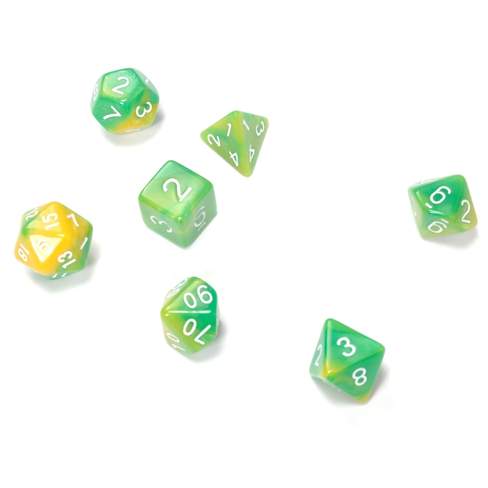 

7pcs Promotion 2-color Dice Set with Nebula effect poker d&d d4,d6,d8,d10,d12,d20 Polyhedral Dice, rpg game dice