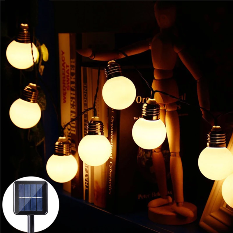 

20pcs Big Ball 4M Solar Led String Light Outdoor Decorative Fairy Lighting for Christmas Trees Patio Party #