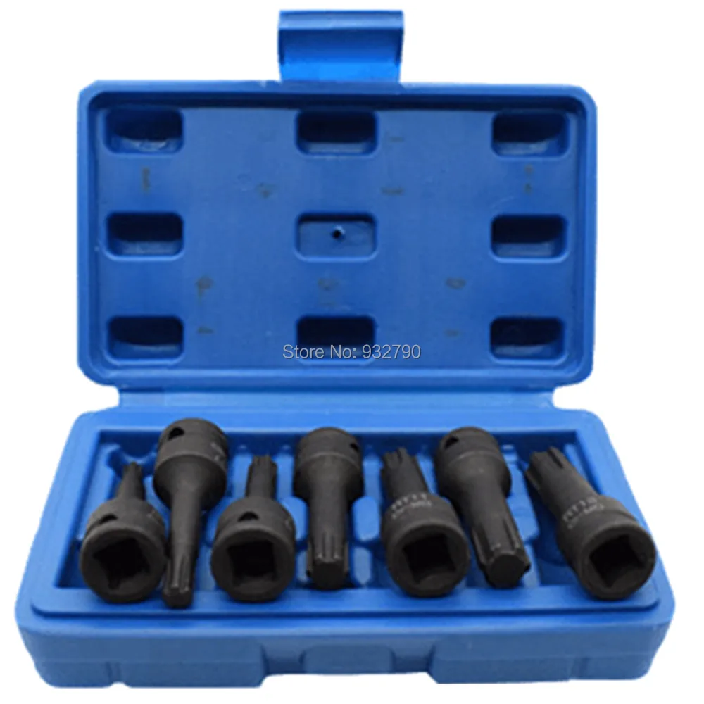 

7pcs 3/8 inch Spline Bit Impact Socket Set RT6 RT7 RT8 RT10 RT11 RT12 RT13 (RT6-RT13) Wrench Impact Socket Bits Lentgh 60mm