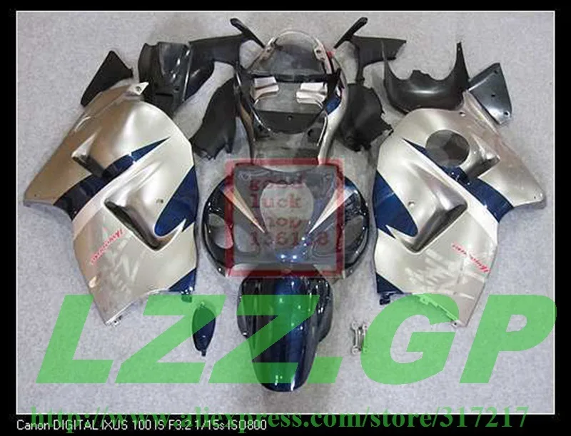 Инъекция для SUZUKI Hayabsa GSXR1300 GSX-R1300 GSXR 1300 96 97 98 99 00 01 02 03 04 05 06 07 серебряный Синий N32523 обтекатель