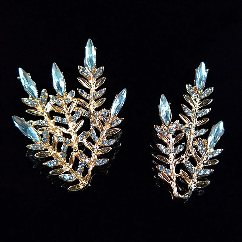 

2018New 30Pcs Rhinestones Branch Leaves Crystal Horse-Eye Button for DIY Wedding Bridal Hair Accessories HZ445-HZ446