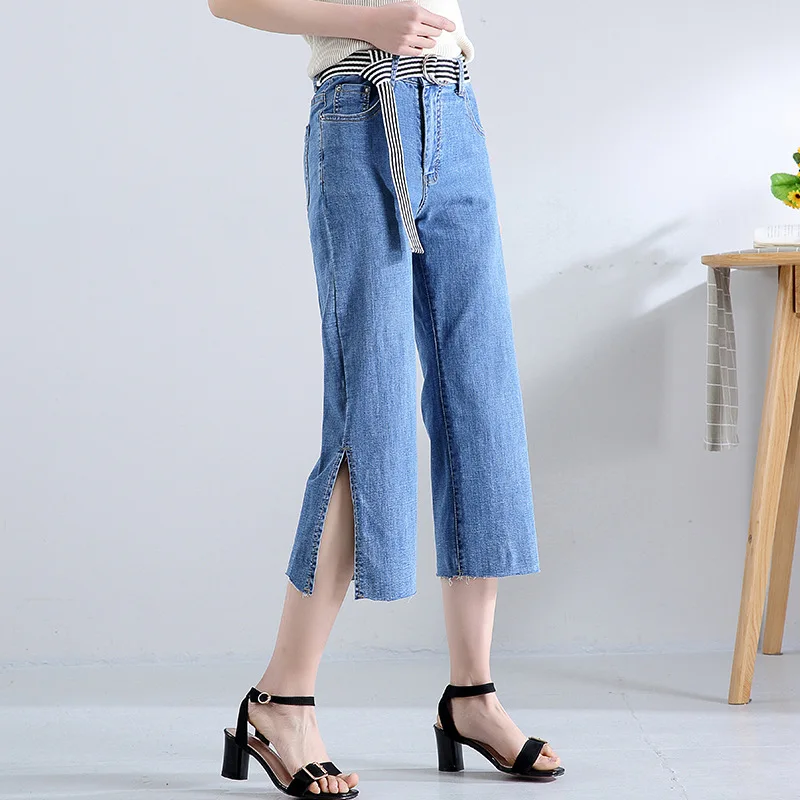 Womens Summer Jeans Capris Women Knee Length Denim Pants Low Waist