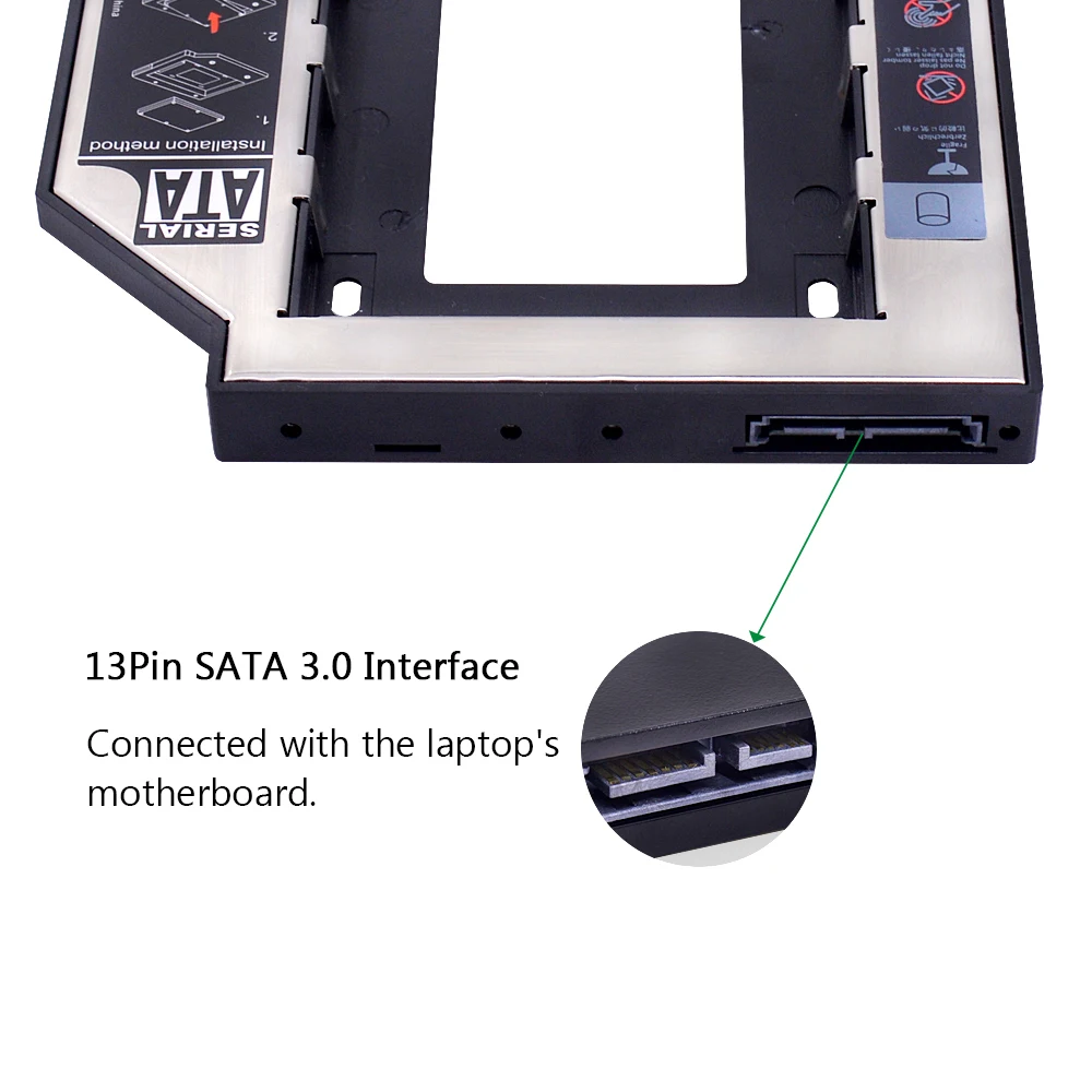 CHIPAL 2nd HDD Caddy 12,7 мм Алюминий Optibay SATA 3,0 коробка для жесткого диска корпус DVD адаптер 2,5 SSD 2 ТБ для ноутбука CD-ROM