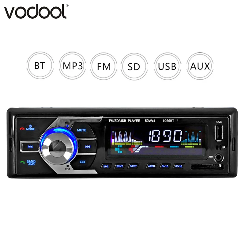 VODOOL 1 Din Bluetooth автомобильный Радио MP3 плеер 12 В BT Hands-free вызов авто стерео аудио MP3 музыкальный плеер Поддержка FM USB AUX SD карты