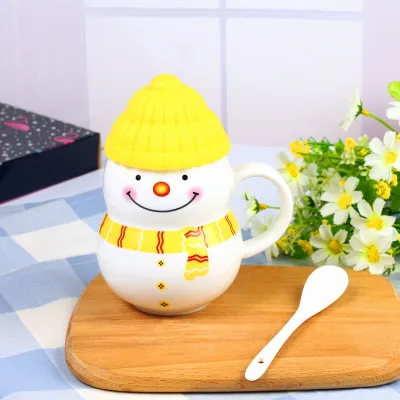 Креативная мультяшная керамическая чашка с изображением снеговика, Рождественская чашка для пар, кружка с выражением, кружка для студентов, детей, мультяшная фарфоровая чашка с молоком и завтраком - Цвет: 07 Style