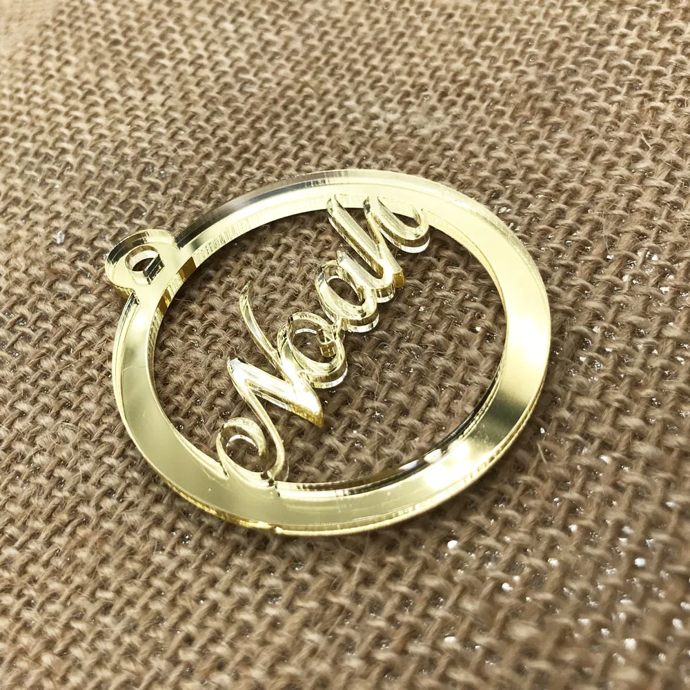 100 pcs Personalized custom wedding name and Initials tags Mirror silver and golden wooden Wedding Gift Wedding Table Decoration Favors Customized Tags4