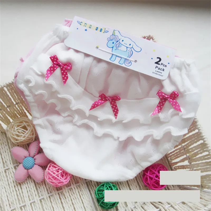 

High quality Baby girl underwear Clothing cotton Wood ear Bow Pink and white 0-2 years old Newborn baby girl shorts Underwear