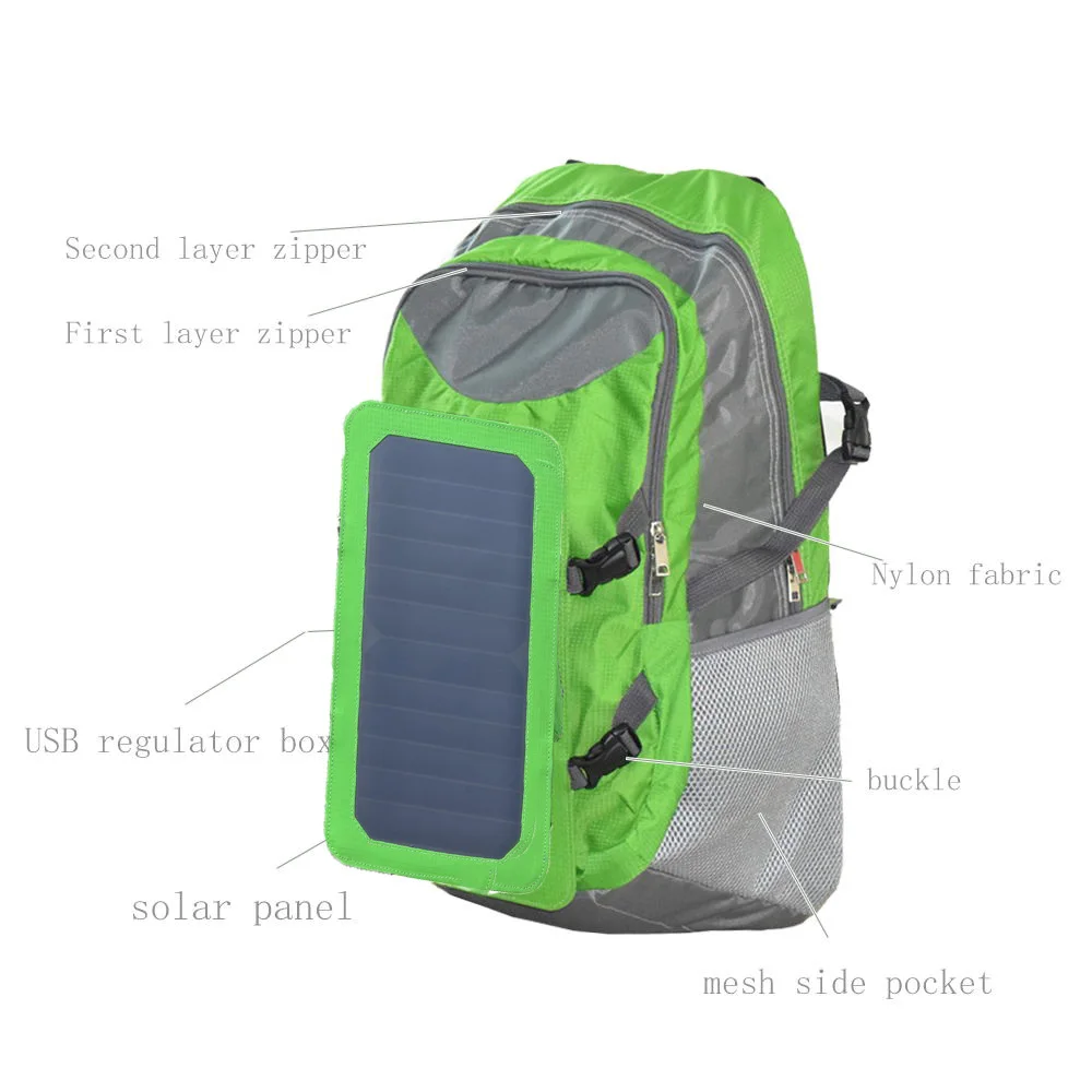 Рюкзак с солнечной панелью, 6 Вт, 6 в, 5 В, USB зарядное устройство, большой размер, солнечная энергия, мужская женская сумка, унисекс, для путешествий, дома, на открытом воздухе, для кемпинга