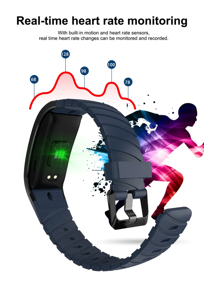 Outdoor activity Fitness Bracelet Heart rate monitor men watch women smart Wristband sleep tracker smart Band pk f1 mi band 3