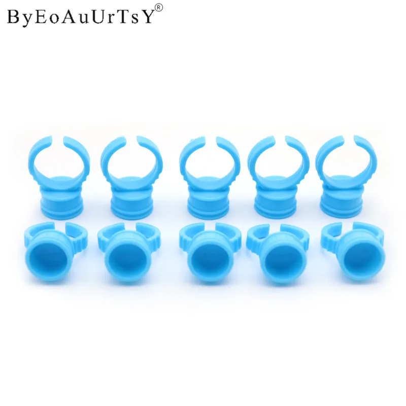 

100pcs Plastic White Blue Eyelash Extension Glue Cups Ring for Eyebrow Permanent Makeup 6 Size Holders Container Tools