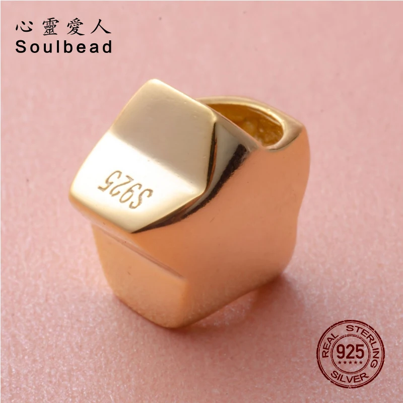 Soulbead 925 серебро Fit Pandora браслет DIY бусины золотая звезда очаровательные ювелирные украшения в форме сердца для подарка на день рождения SS0439