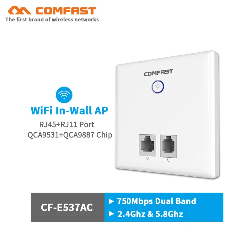 

750Mbps 802.11ac Wireless in wall AP Access Point Router WiFi Extender Dual Band RJ11 RJ45 port Indoor AP WI-FI router 86 Panel