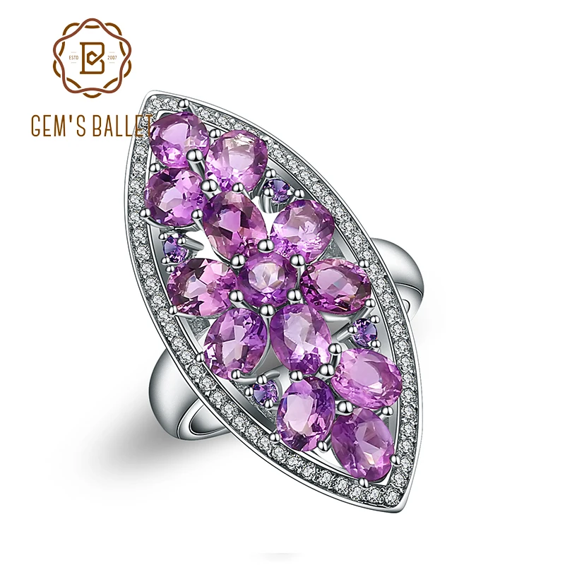 

Gem's Ballet 5.64Ct Natural Amethyst Gemstone Engagement Ring For Women 925 Sterling Silver Marquise Ring Fine Jewelry
