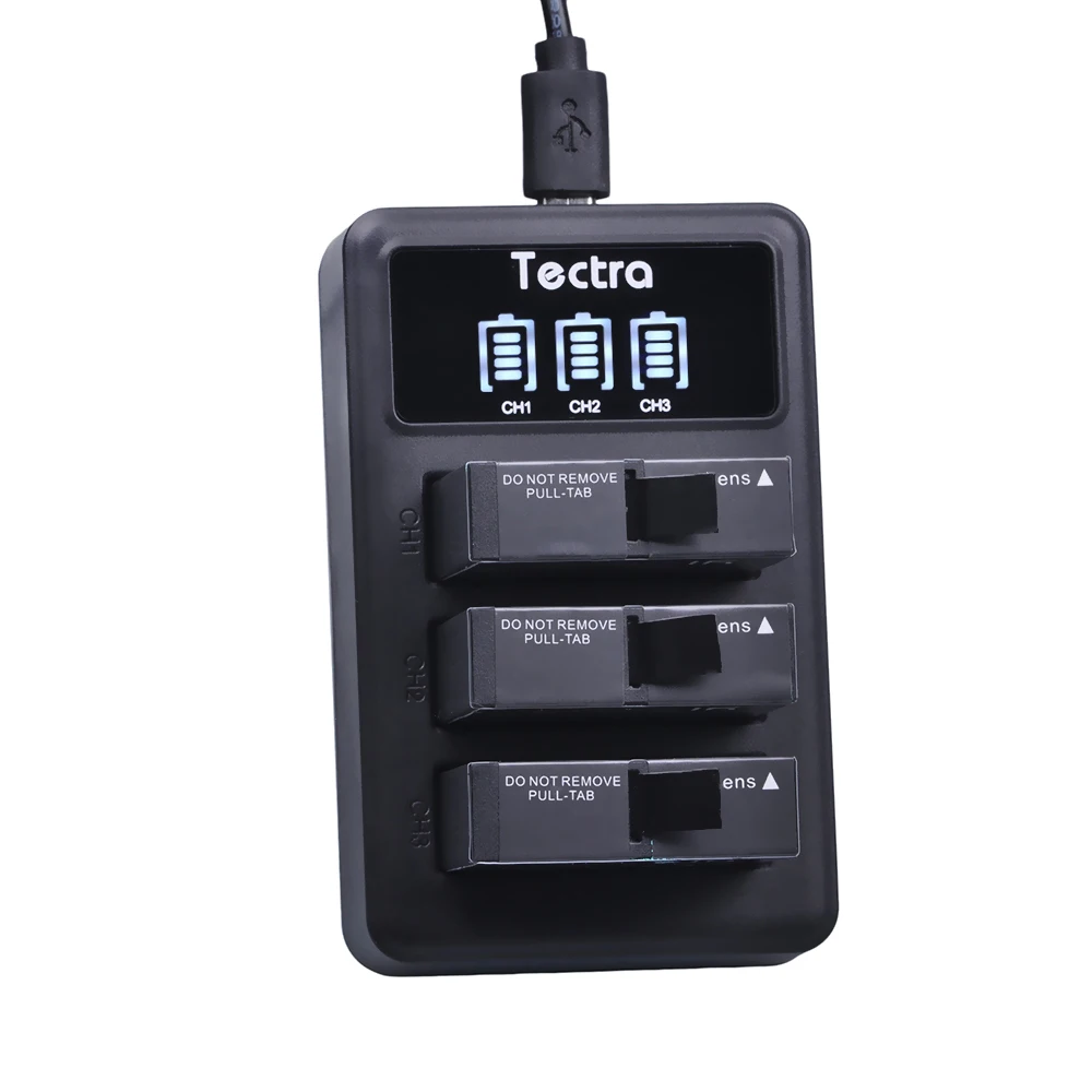 Tectra 4Pcs AZ16 1 1400mAh литий ионный аккумулятор для xiaomi yi + LED USB зарядное устройство с 3