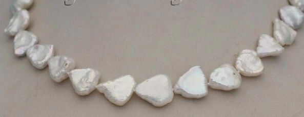 

ddh003658 16.5" Genuine Natural 12mm White Reborn Keshi pearl Necklace 14k