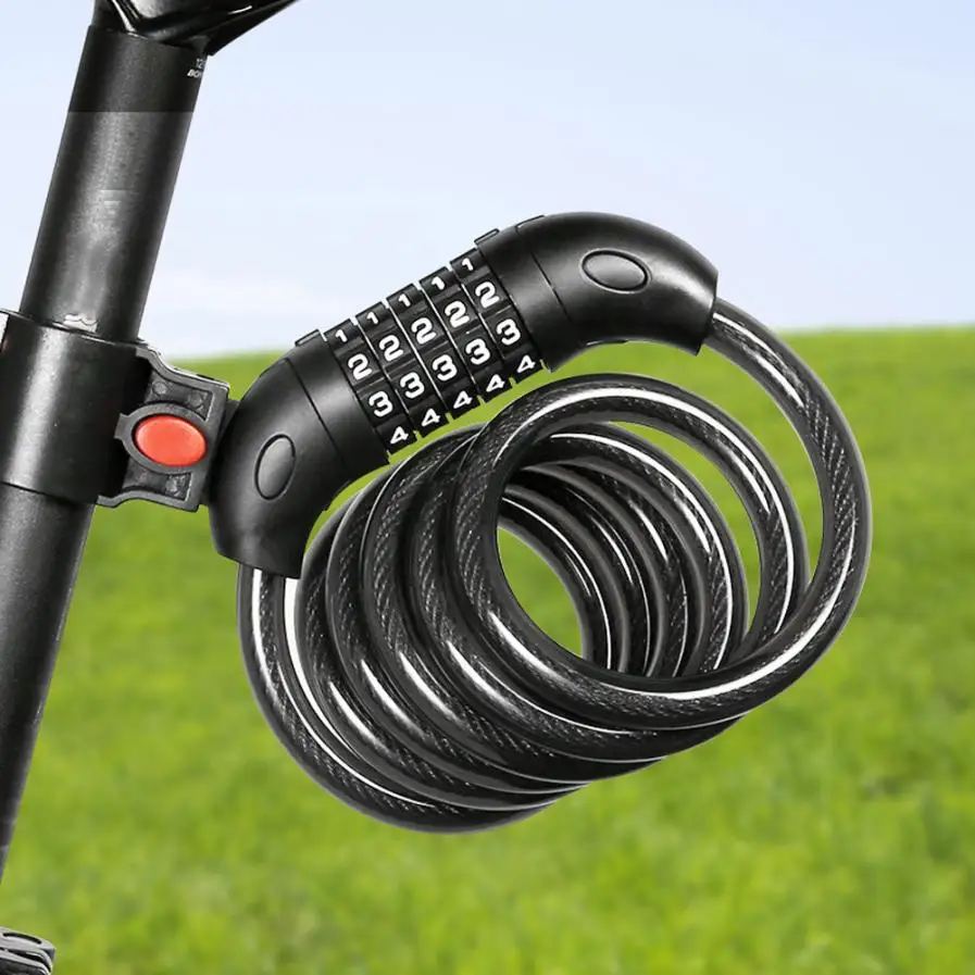 Bike Lock High Security 5 Digit Resettable Combination Coiling Cable