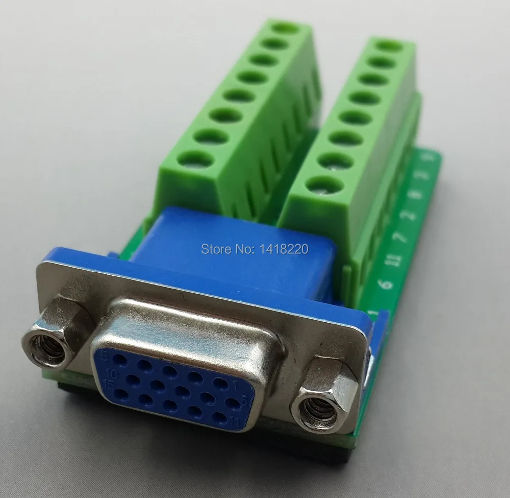 

Free Shipping 1Pcs D-SUB DB15-M2 VGA Female Plug Breakout To PCB Board 2 Row Terminals Connectors