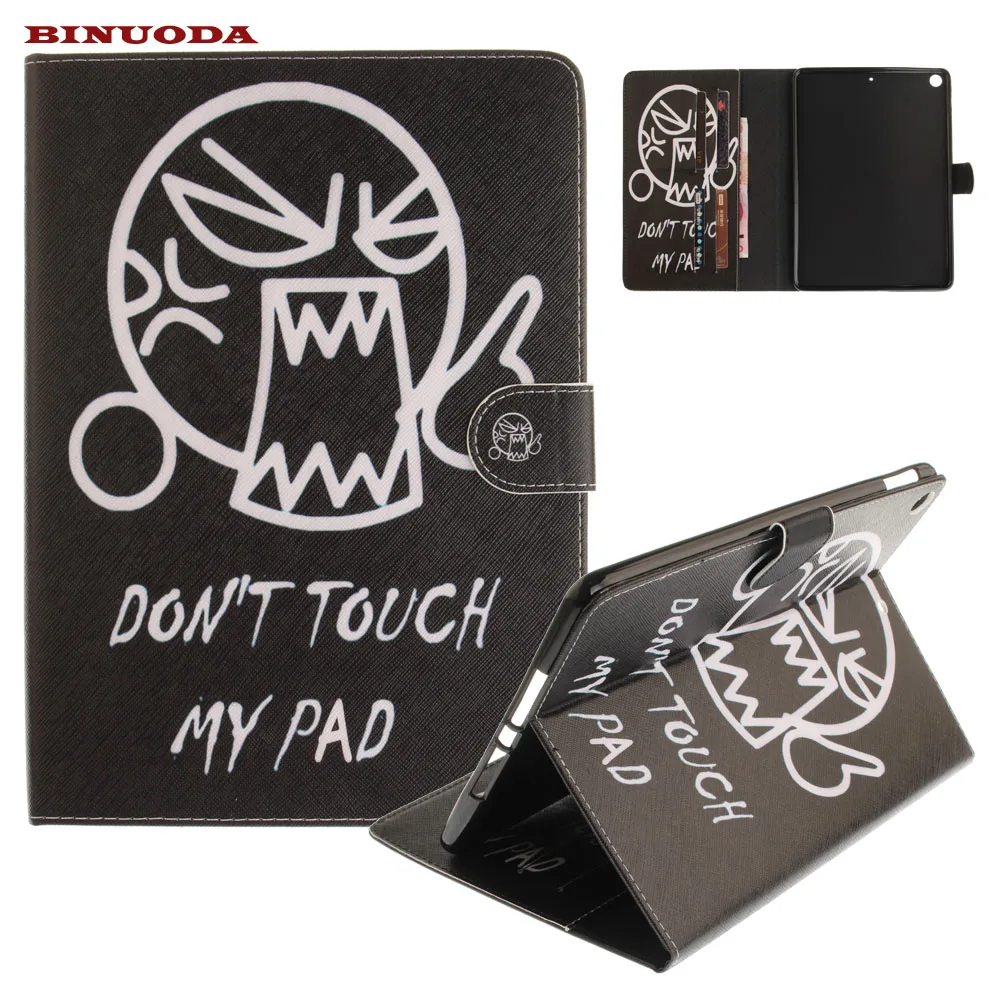 

For New iPad 9.7 2017 Cover Dont Touch MY Pad Synthetic Leather Flip Stand Protective Case for iPad 9.7 2017 Release Tablet