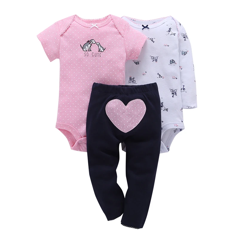 Baby Girl Clothes Cartoon Unicorn Romper+Long Sleeve Bodysuit+Pants 2021 Newborn Boy Infant Clothing New Born Babies Summer Set stylish baby clothing set