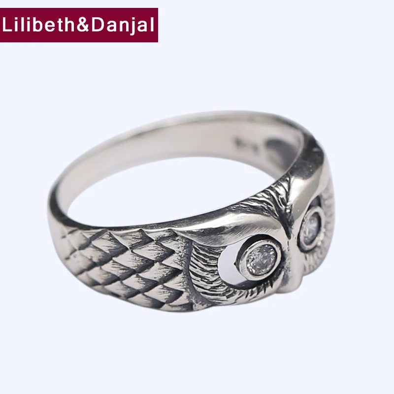 Everbling Lovely Cute Owl 925 Sterling Silver Ring Black CZ Everbling Lovely Cute Owl 925 Sterling Silver Ring Black CZ