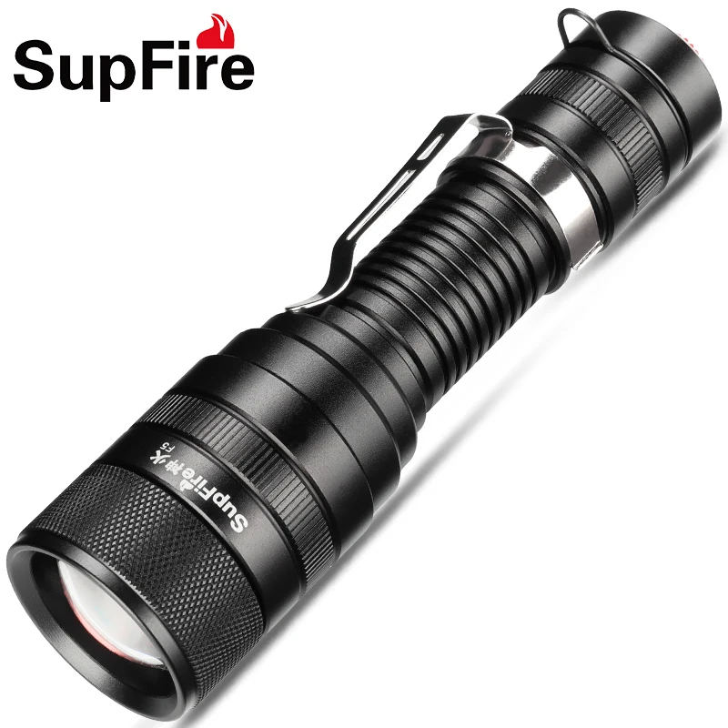 Zoom Фонарик Supfire F5 портативный фонарь для вспышки тактический светодиодный ручной