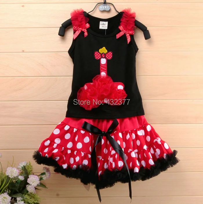 

hot sale christmas Baby Clothing Set Baby Girl Christmas dress Set ,black vest + red tutu skirt