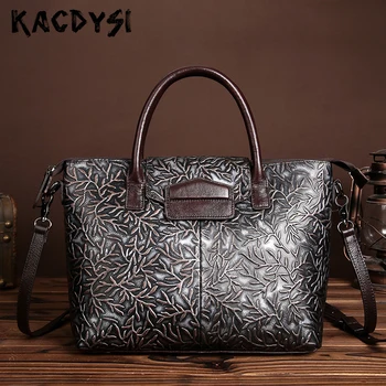

KACDYSI Original Cow Real Leather Brush Color Embossed Women's Handbag Retro Casual Message Bag Single-shoulder Messenger Bag