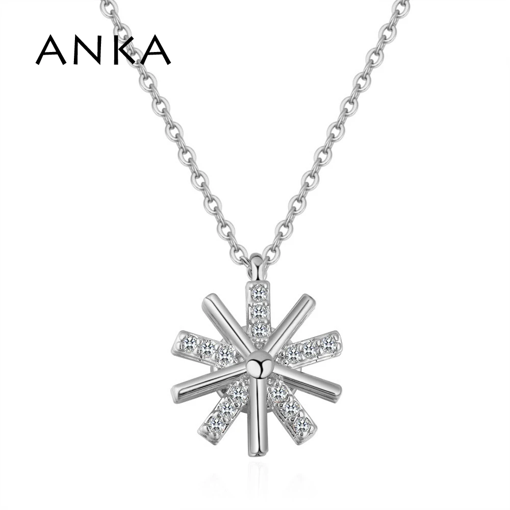 

3 Colors Rotating Snowflake Necklace Flywheel Flower Pendant For Women High Quality Austria Zircon Jewelry #133923