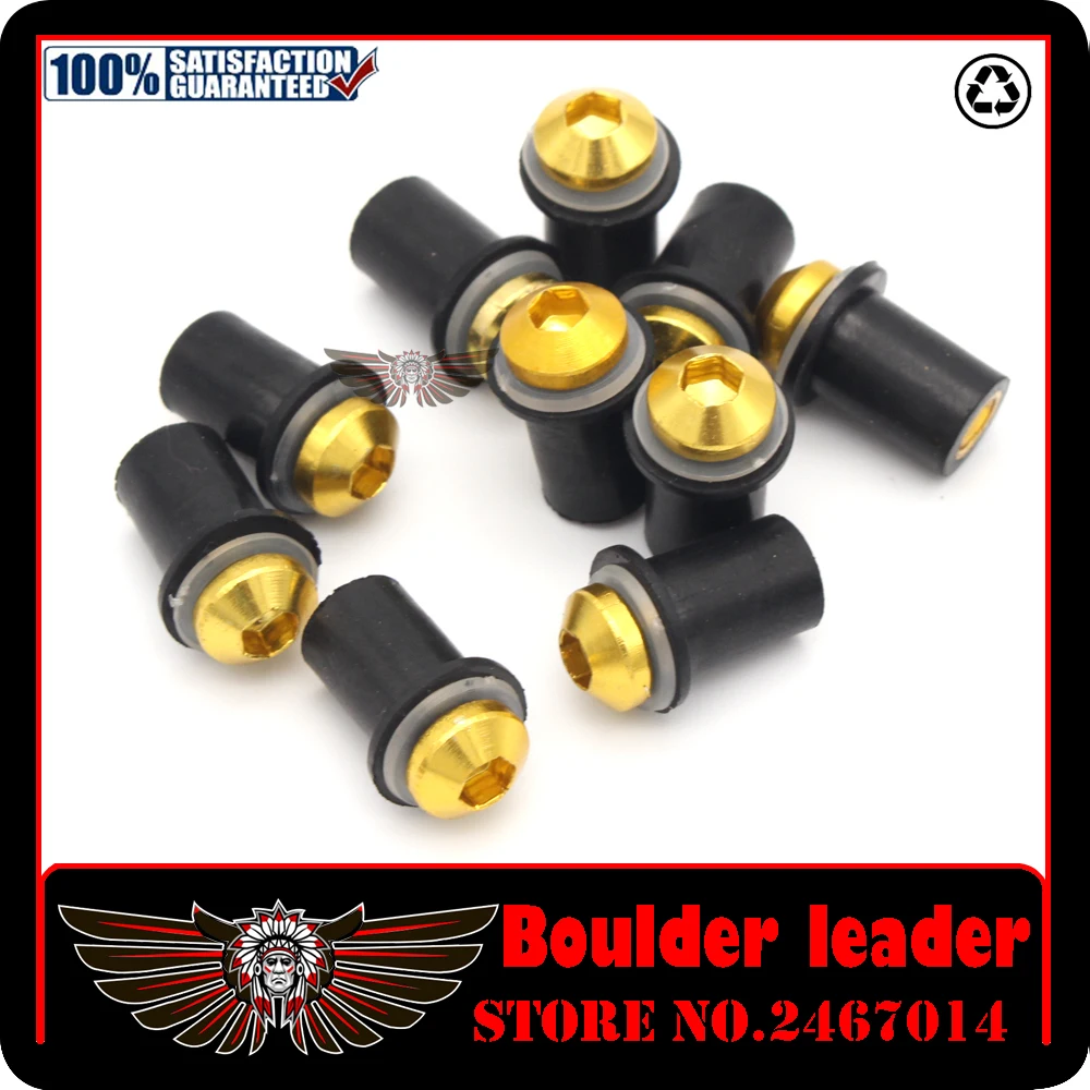 10Ps Motorcycle 5mm Windscreen Windshield Bolts Screw Nut Fastener Kit