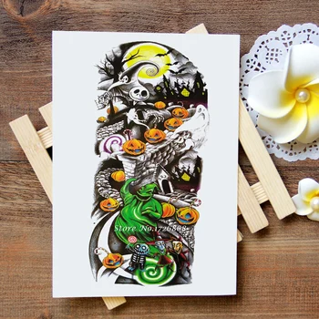 

Waterproof Temporary Tattoos Stickers Halloween Ghost Arm Tattoo Flash Water Transfer Tattoos fake tattoos for women men #463