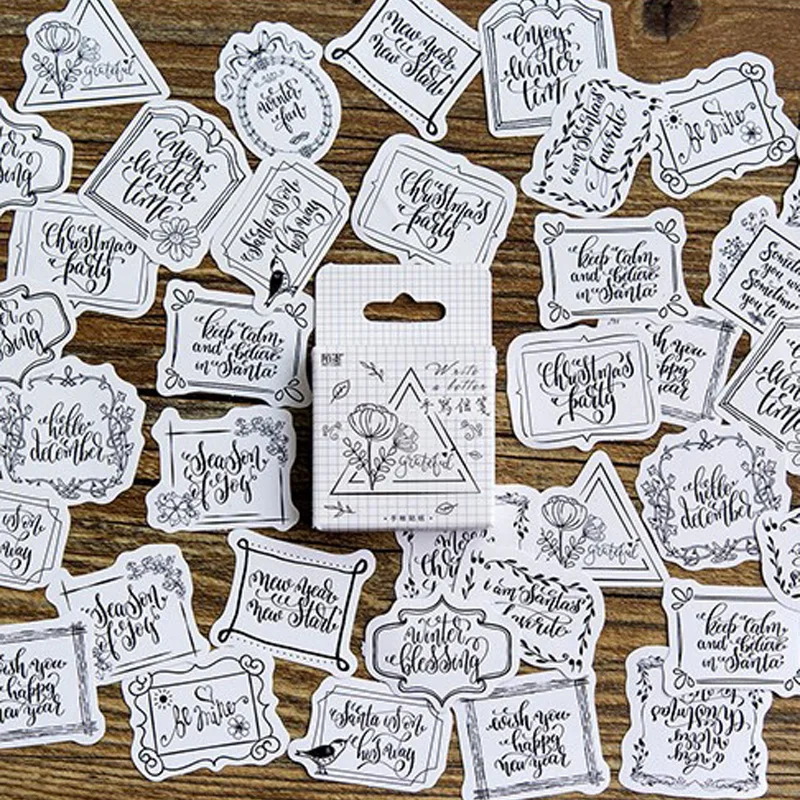 

XINAHER 45 Pcs/Box Vintage Letterhead decoration paper sticker package DIY diary decoration sticker album scrapbooking