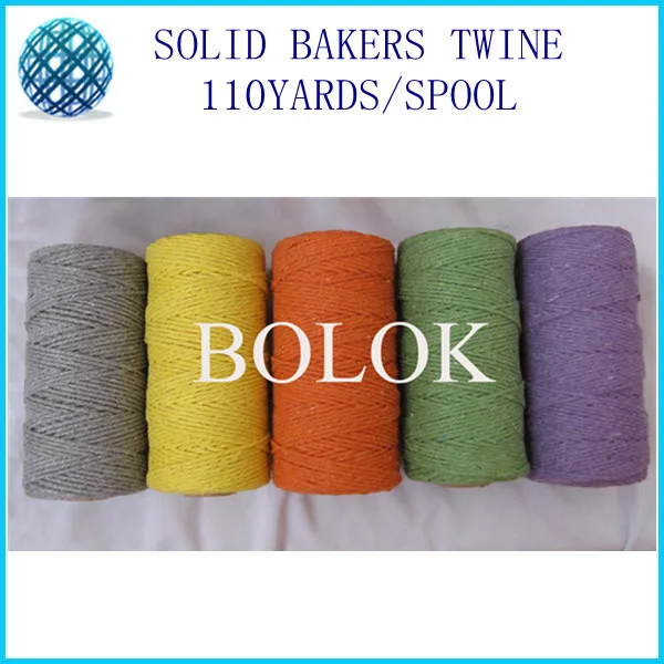 

3pcs/lot solid bakers twine 110yards/spool 2mm 12 ply plain cotton twine, solid divine twine by free shipping