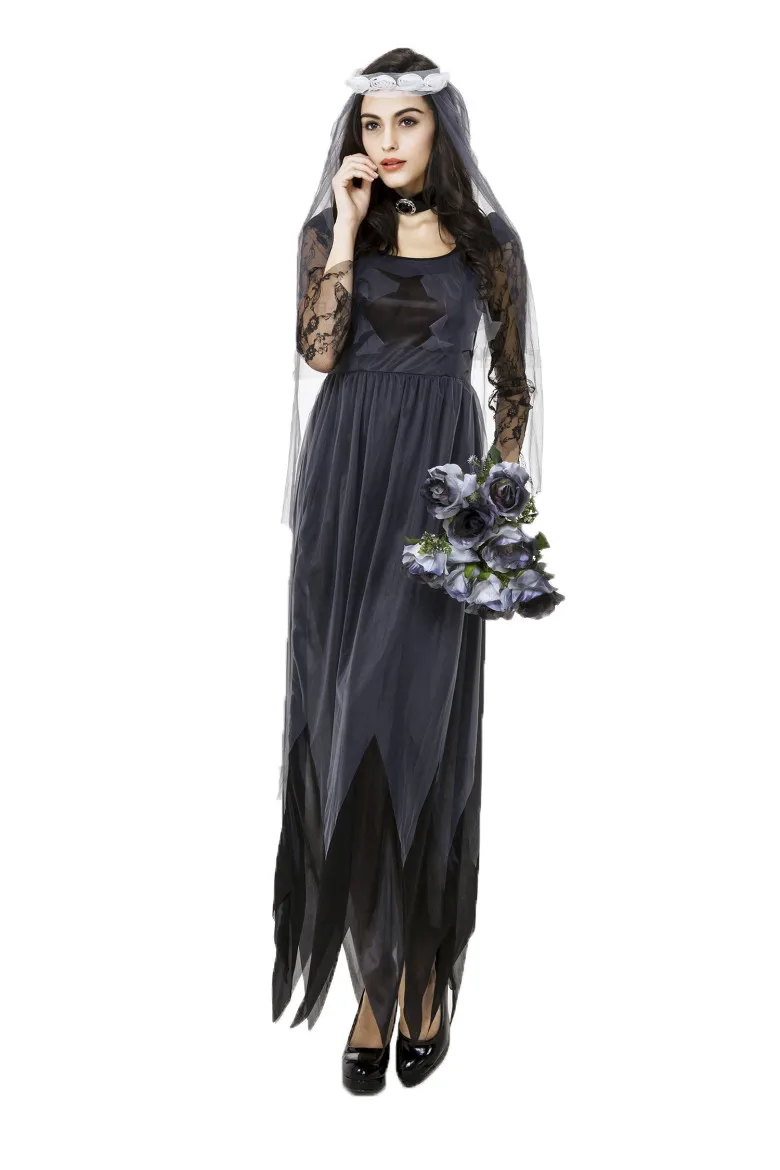 Wanita Dark Angel Zombie Hantu Pengantin Kostum Vampire Costume