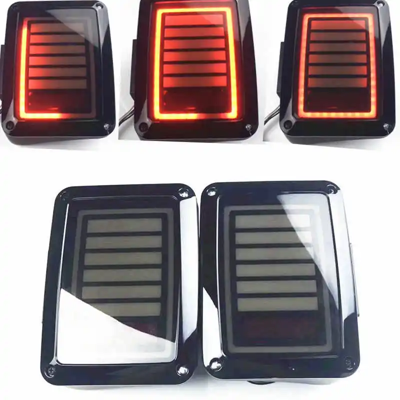 For 07-18 Jeep Wrangler JK LED Tail Lights Brake Reverse Rear Turn Signal Lamp