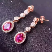 Натуральный розовый топаз Камень Висячие серьги 925 серебро натуральный драгоценный камень серьги женские классические элегантные Висячие серьги для помолвки
