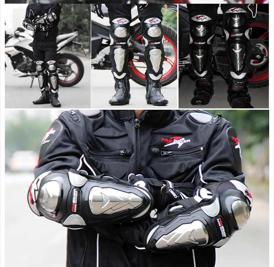 Мотоцикл длинный наколенник налокотник протектор мотоцикл гоночный толстый нержавеющая сталь Защитное снаряжение защита Броня HX19