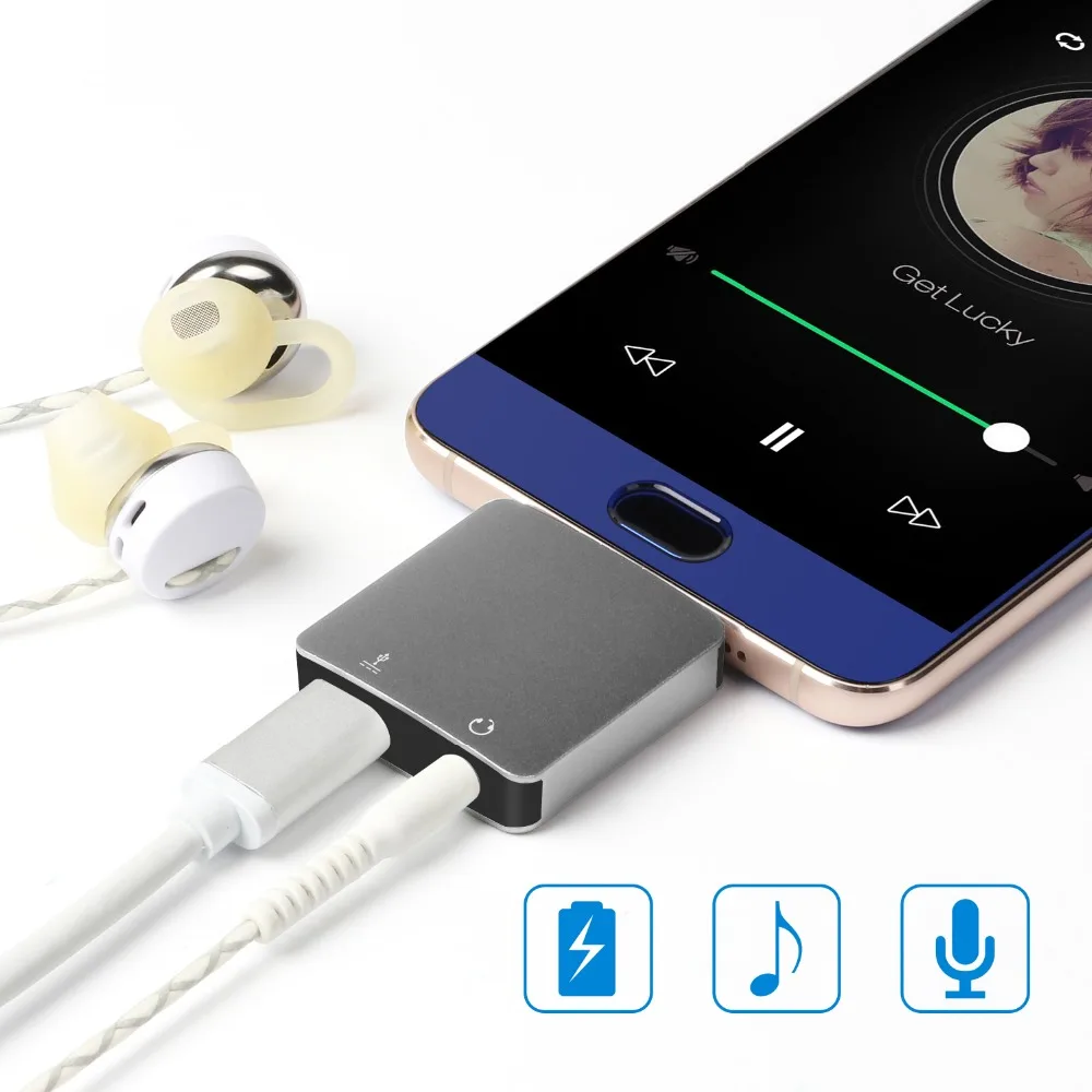 JZYuan USB Type C 2 в 1 аудио адаптер для зарядки прослушивания наушников разъём lightning