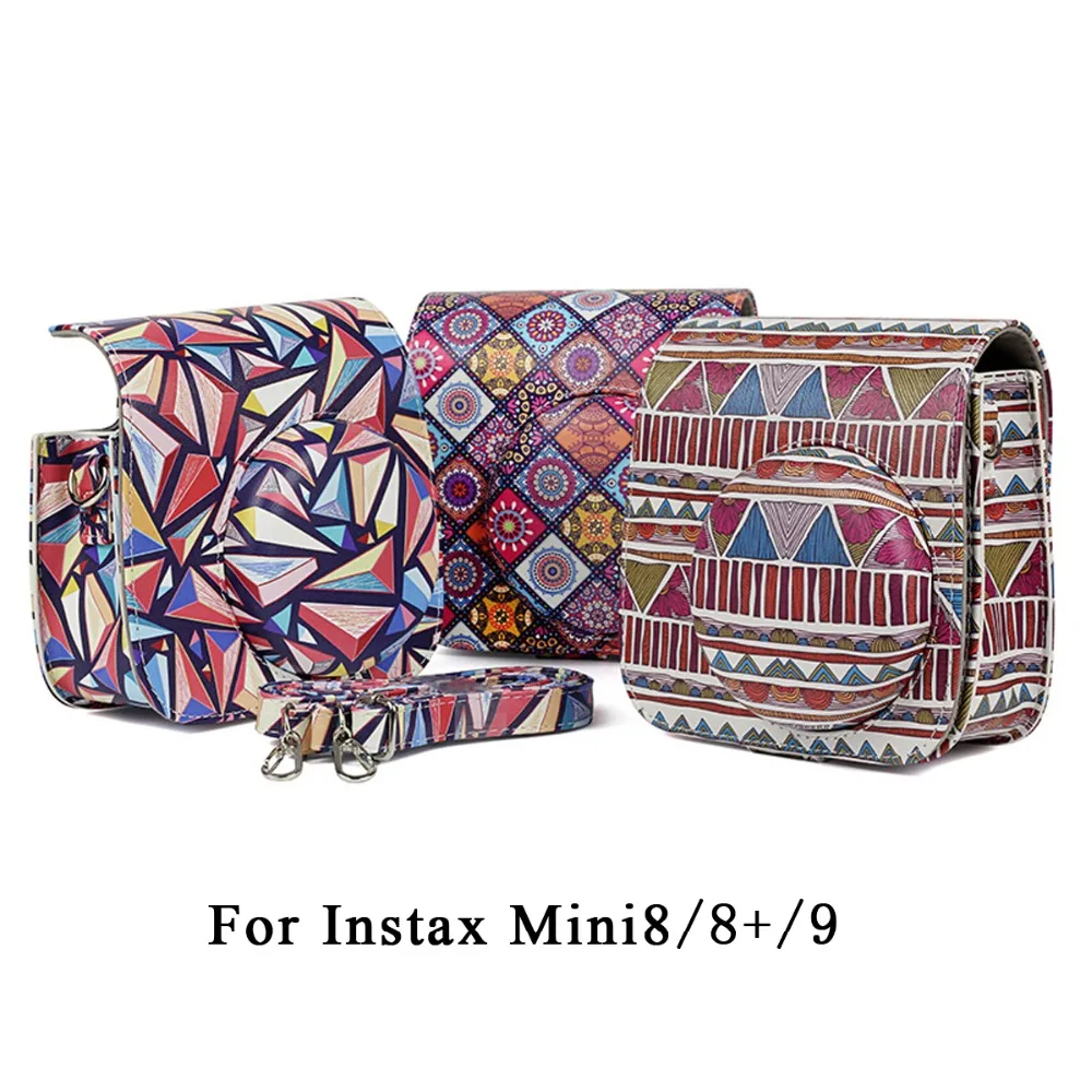 

Colorful Rhombic National Style Camera Bag Case Cover with Shoulder Strap For Fujifilm Instax Mini 9 Mini 8 Mini 8+ Camera