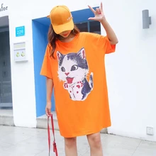 Путина. Rider2018 летняя новая свободная футболка с коротким рукавом с рисунком собаки, модная Оранжевая женская футболка, Женская шикарная рубашка