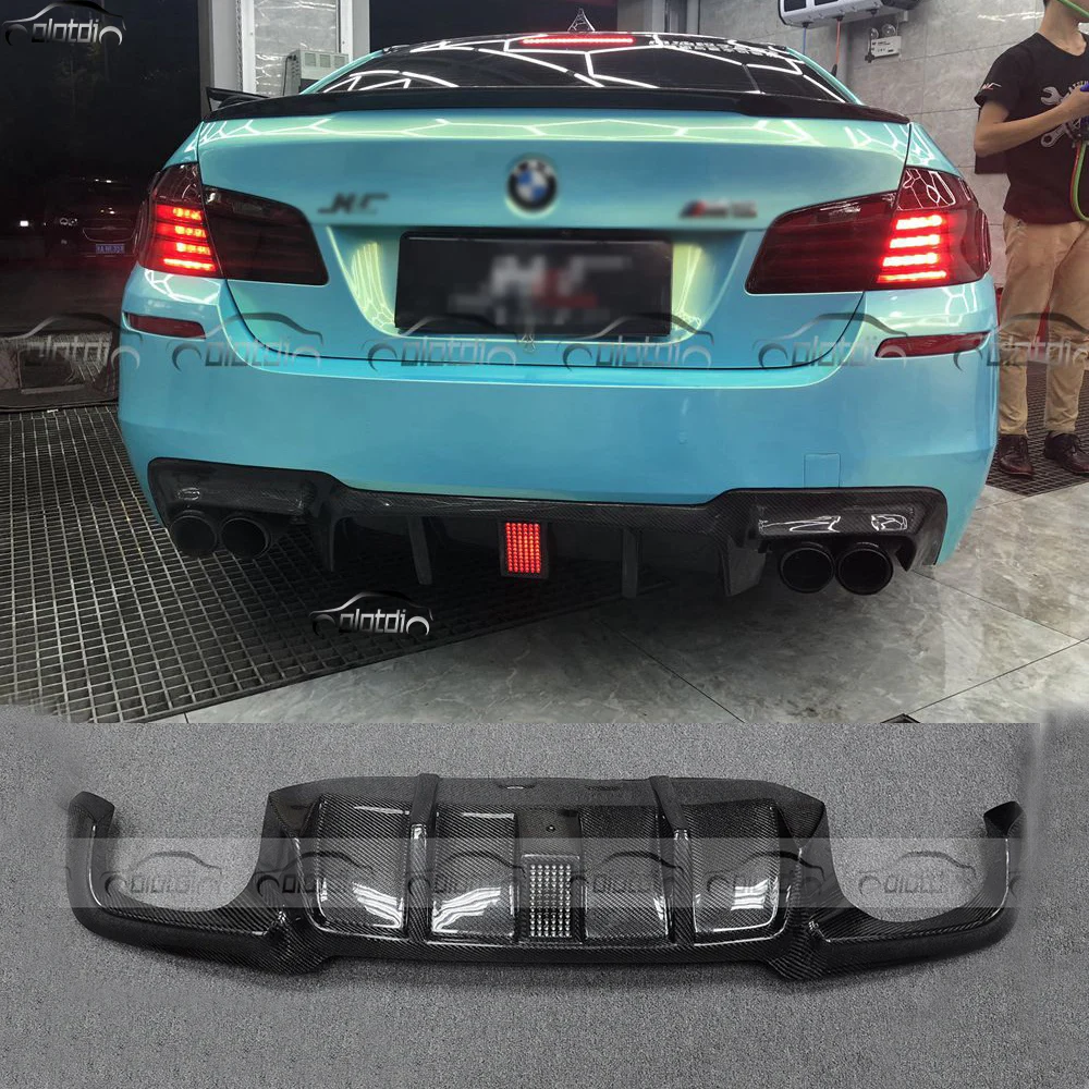 OLOTDI углеродное волокно F10 M5 диффузор задний бампер Защита для BMW светодиодный