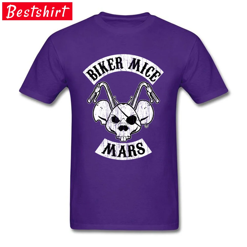 Байкер мышей Марс череп футболка Пираты мышь мотоцикл крутые футболки черные мужские уличная череп футболки 3D - Цвет: Фиолетовый
