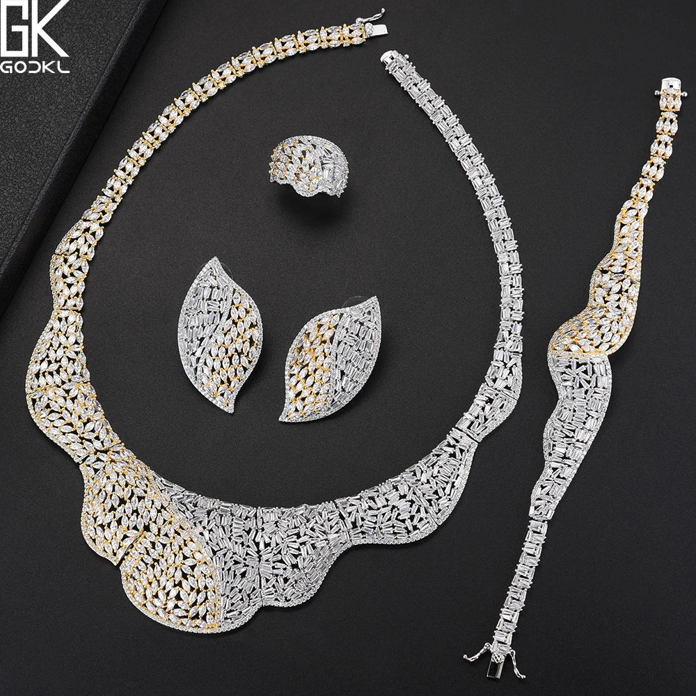 

GODKI NEW Luxury 4PCS African Jewelry Sets For Women Wedding AAA Cubic Zirconia Crystal CZ Engagement DUBAI Bridal Jewelry Sets